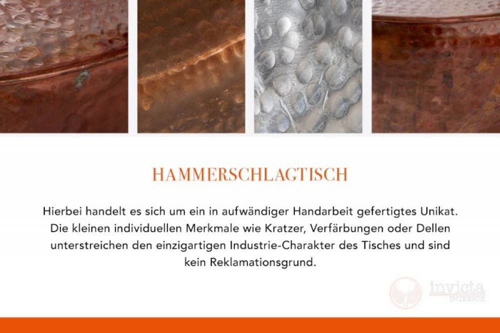 Stylischer Couchtisch MARTELLO No.2 Aluminium 80cm kupfer