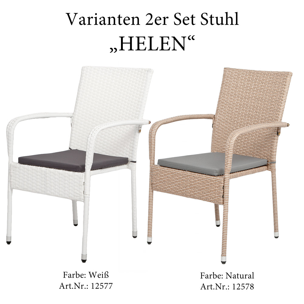 2er-Set Armlehnstuhl HELEN Polyrattan Natural stapelbar