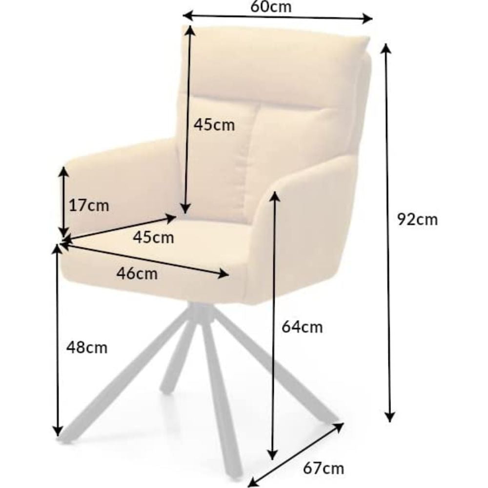 Bequemer Drehstuhl CHARLES mit Federkernpolsterung gelb Armlehnen