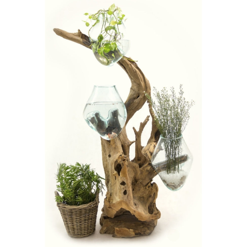 Einzigartiges Deko-Objekt DROP-TRIO ca. H100cm Teak