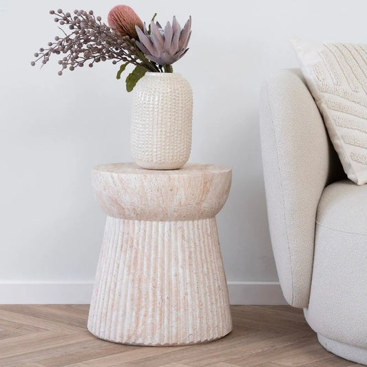 Design Beistelltisch FIBRA 45cm Fieberglass In-/ Outdoor Betonoptik