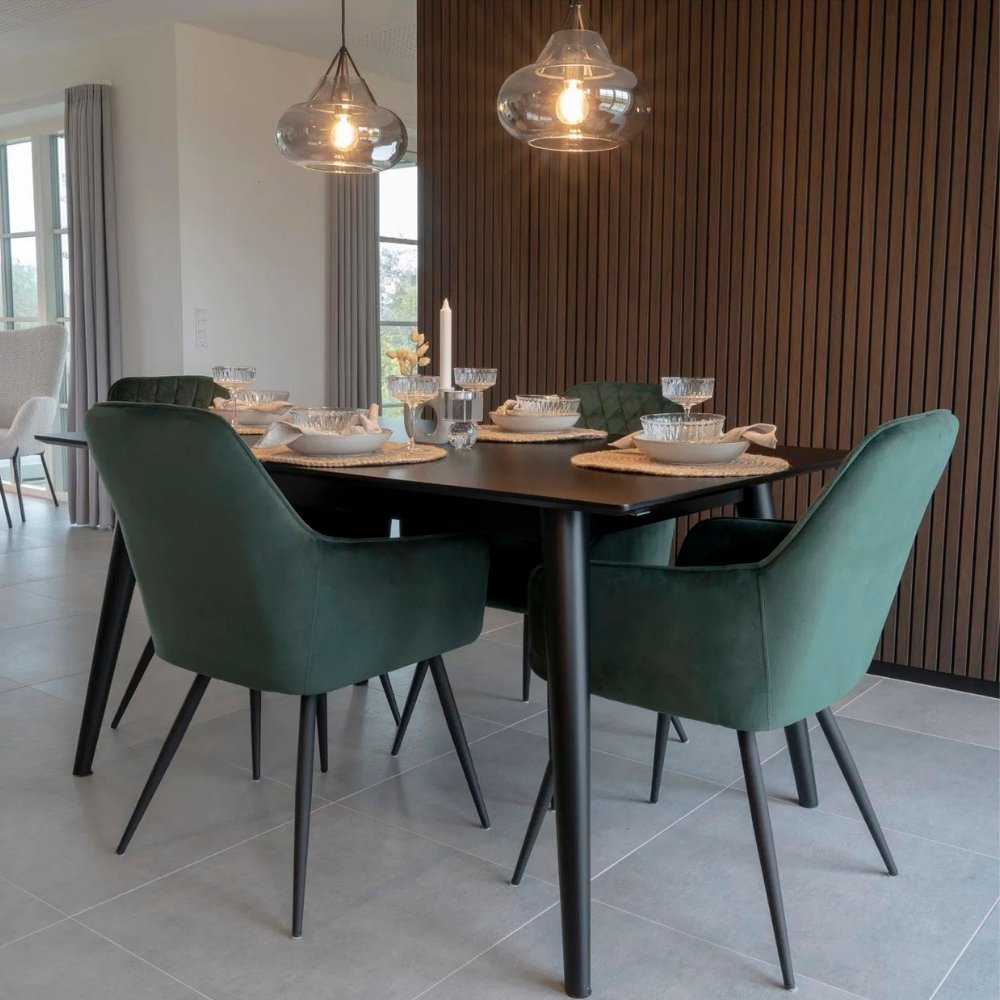 2er Set - Eleganter Stuhl BORA grün Samt Esszimmerstuhl