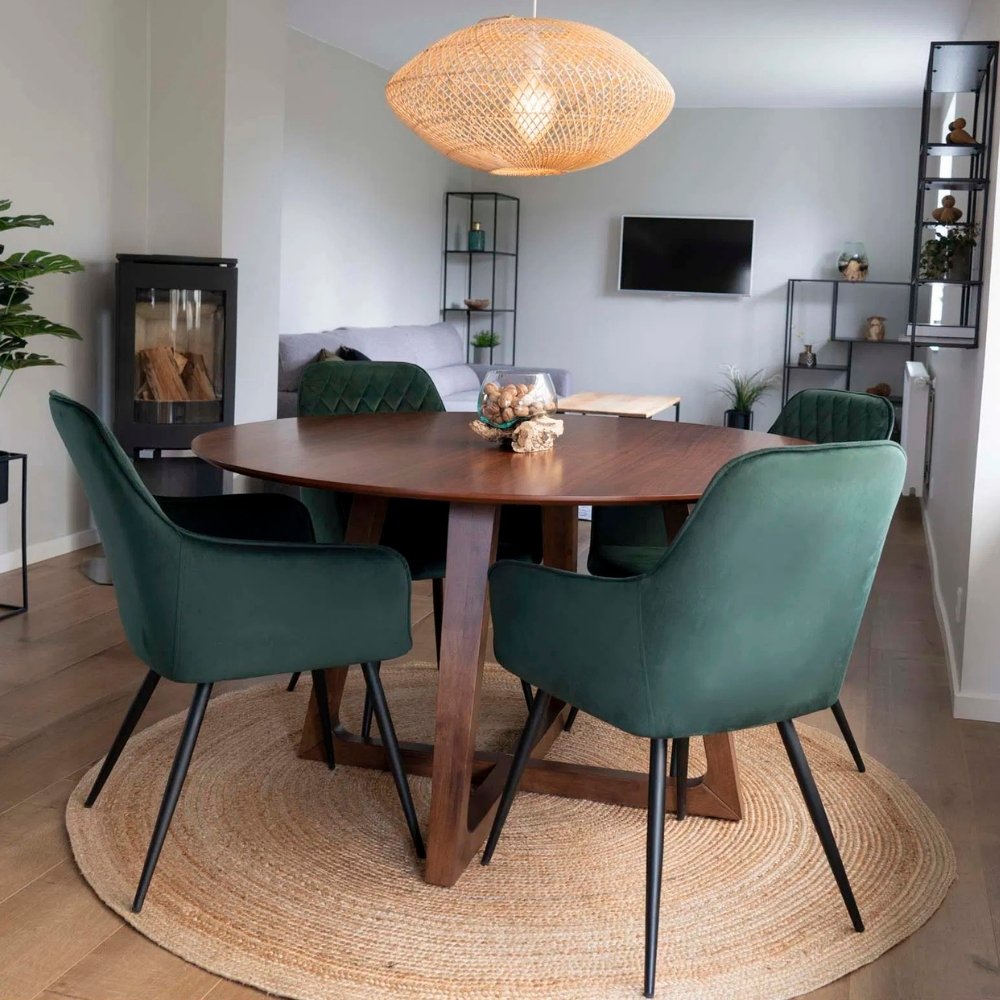 2er Set - Eleganter Stuhl BORA grün Samt Esszimmerstuhl