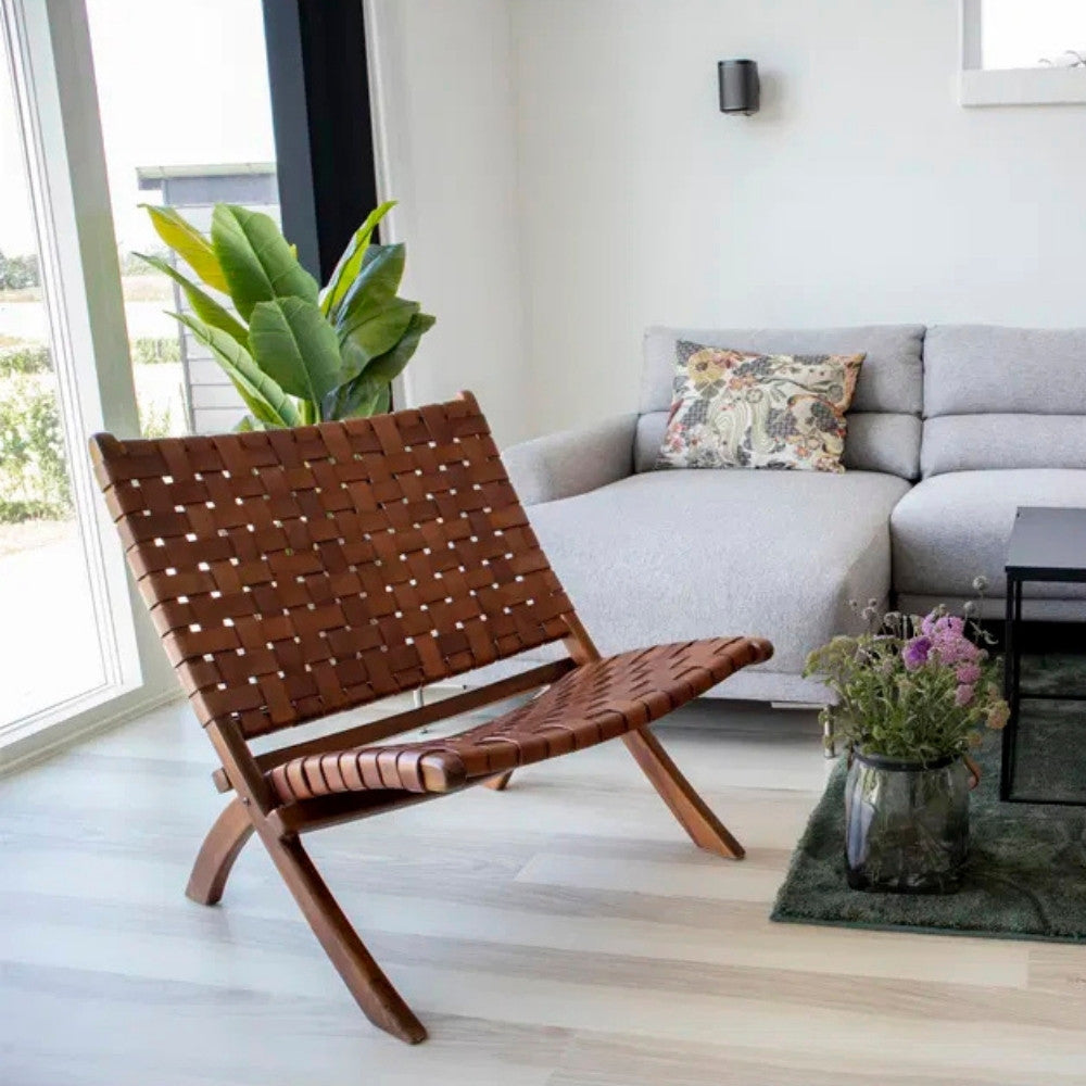 Lounge Leder Klapp-Stuhl ANO braun