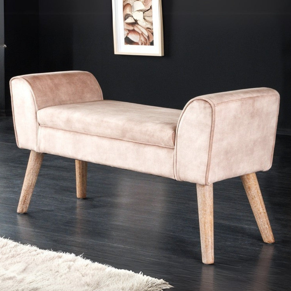 Elegante Sitzbank CAROLIN 90cm beige Samt