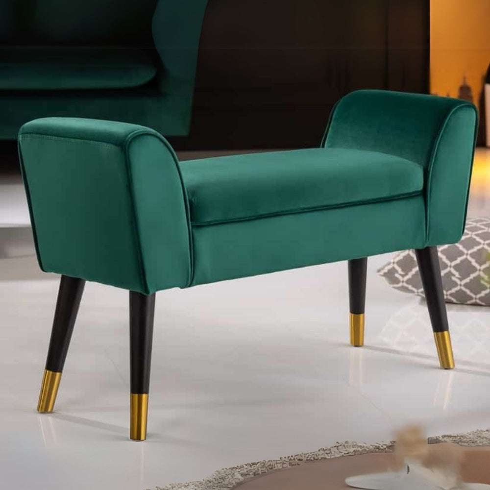 Elegante Sitzbank CAROLIN 90cm grün Samt