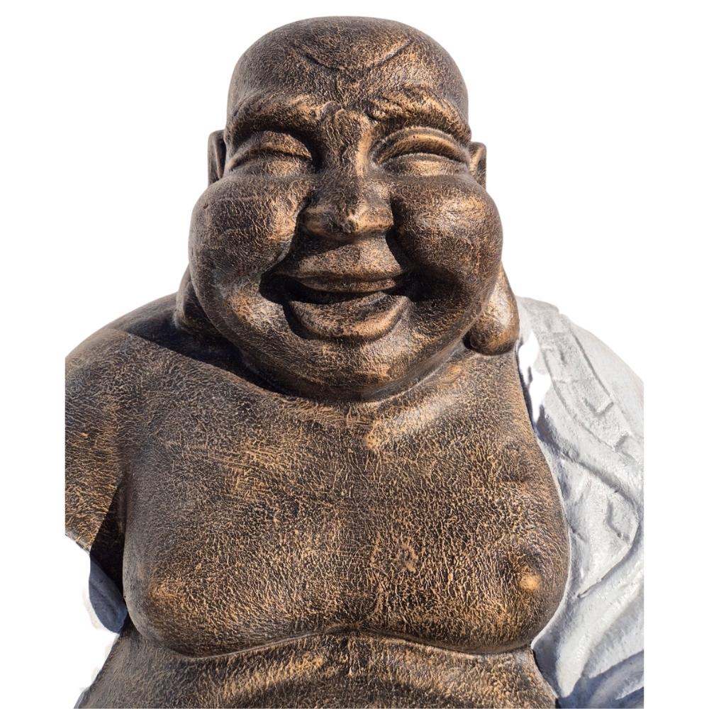 Dekorative Figur LUCKY BUDDHA 110cm Gold-Weiss Garten Indoor