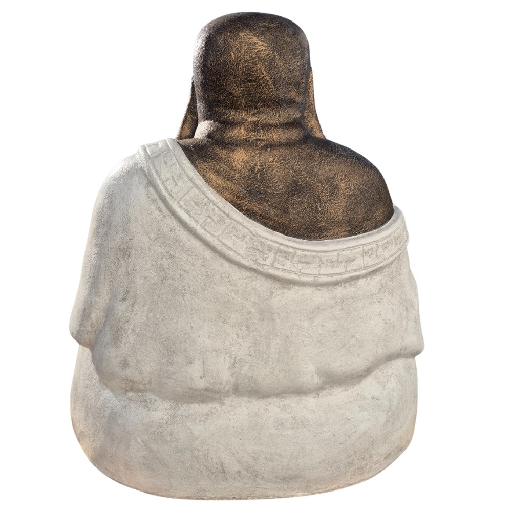 Dekorative Figur LUCKY BUDDHA 110cm Gold-Weiss Garten Indoor