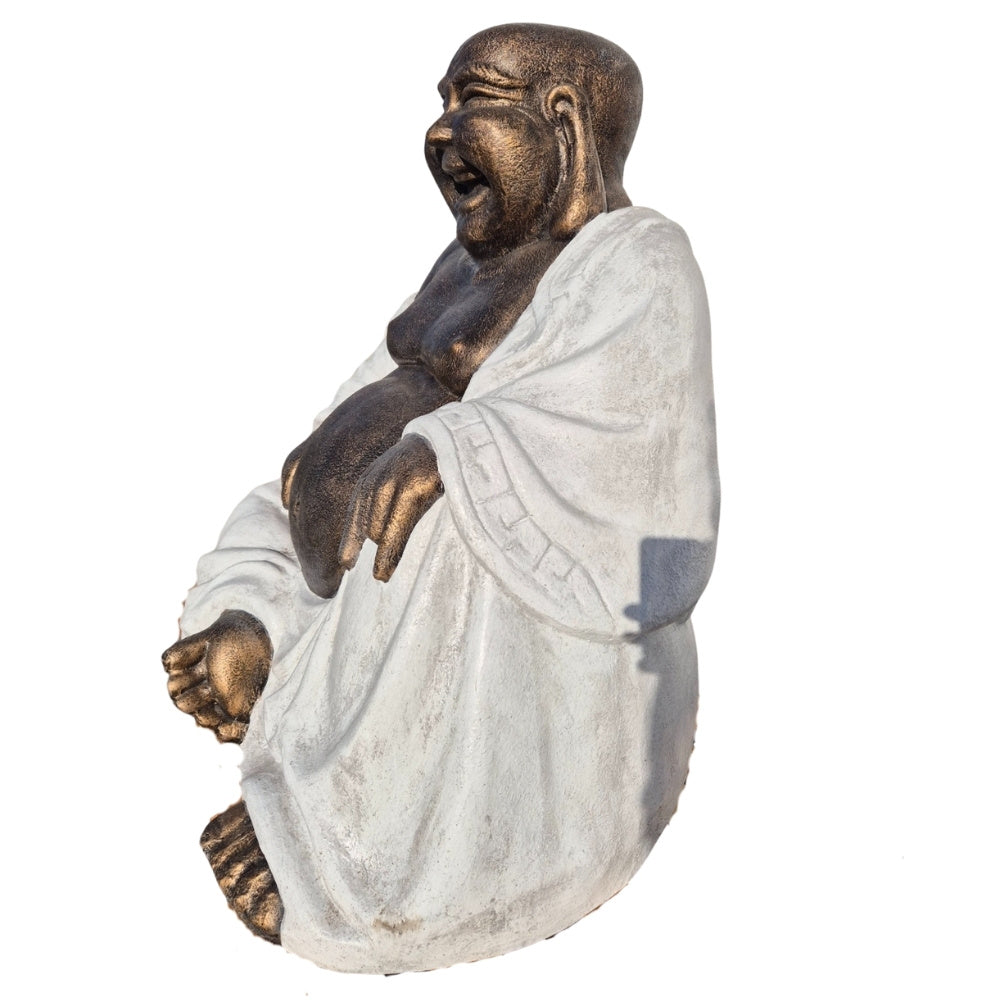 Dekorative Figur LUCKY BUDDHA 110cm Gold-Weiss Garten Indoor