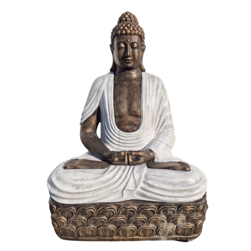 Dekorative Figur BUDDHA PRAYER 160cm gold-weiss Garten Indoor