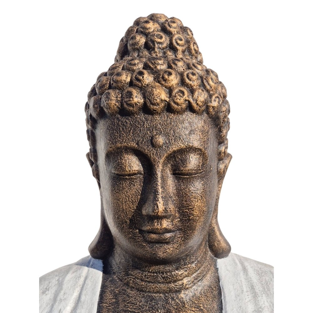 Dekorative Figur BUDDHA PRAYER 160cm gold-weiss Garten Indoor