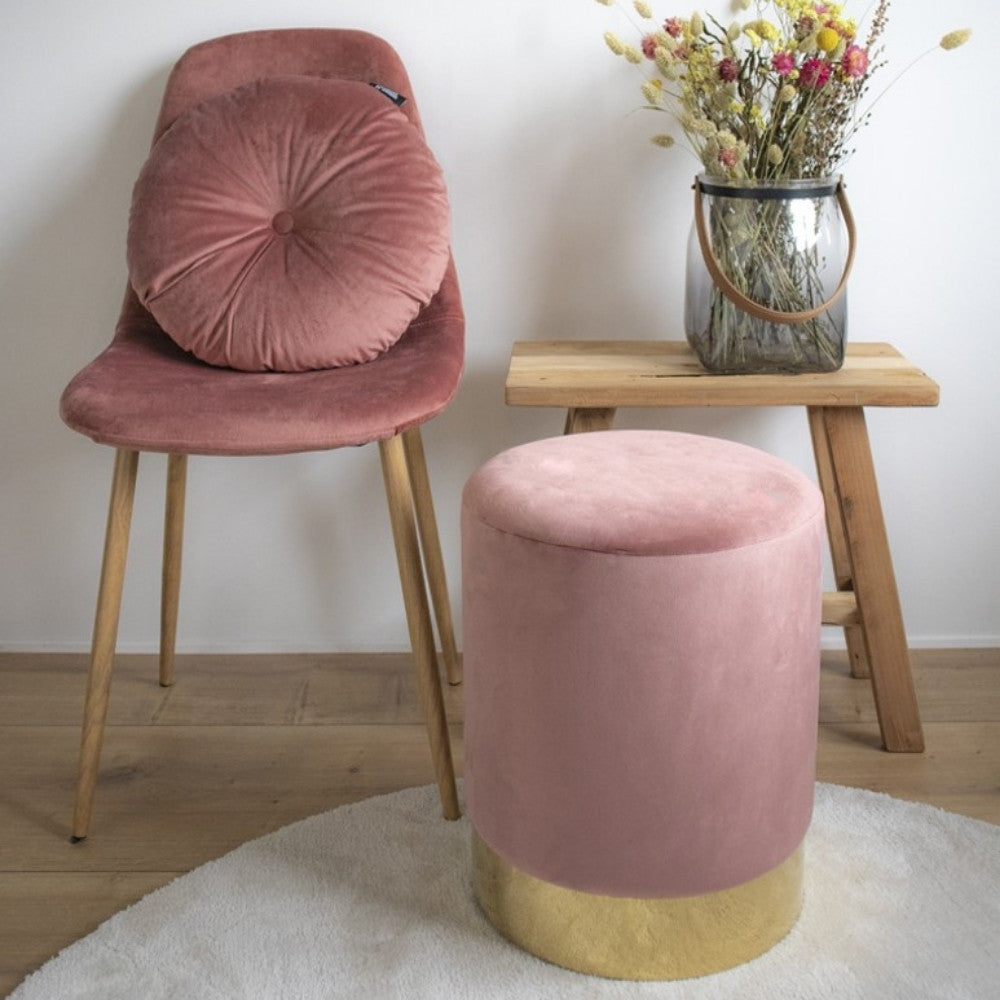 Eleganter Hocker CHANTAL 43cm rose Samt