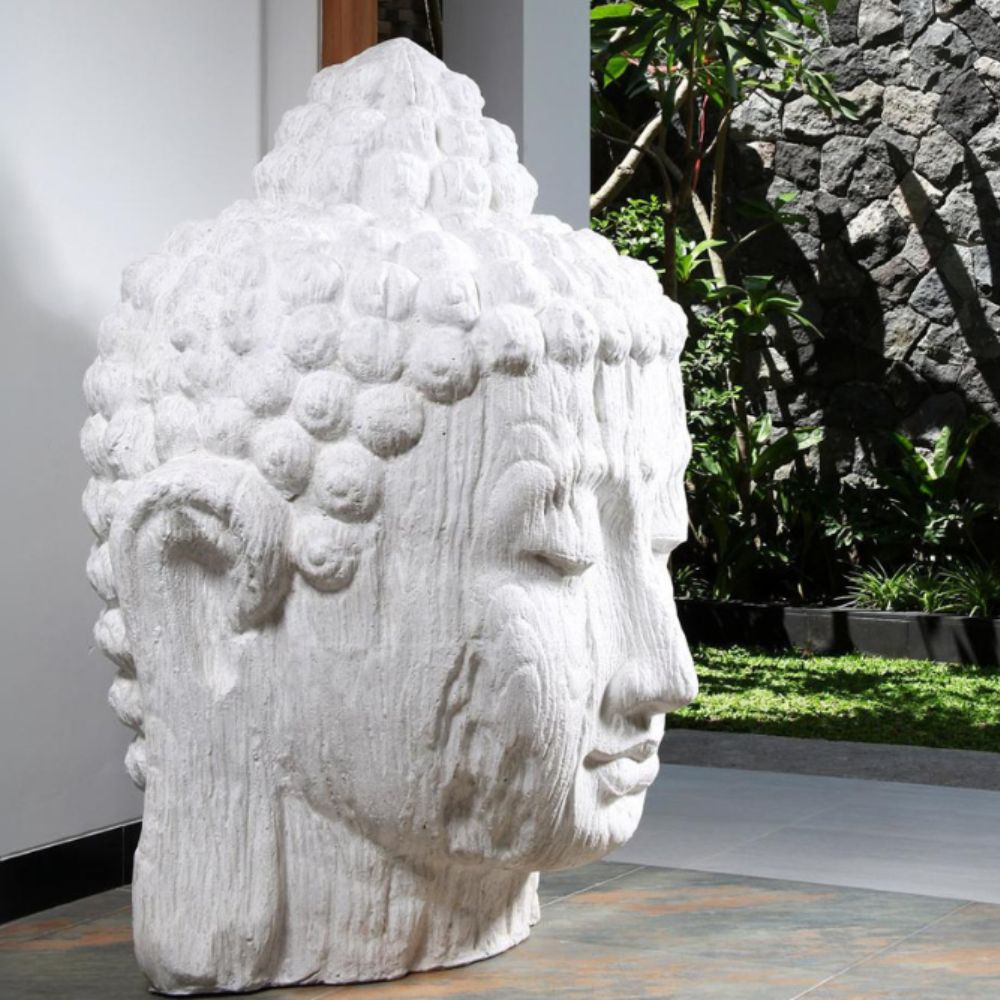 Buddha Kopf BESAR-L ca. H110cm Weiß