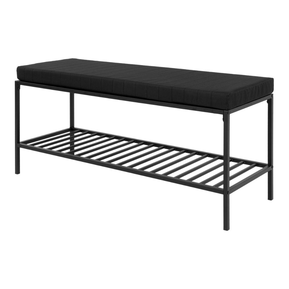 Moderne Bank LEVEN 100cm schwarz + Ablage mit Kissen
