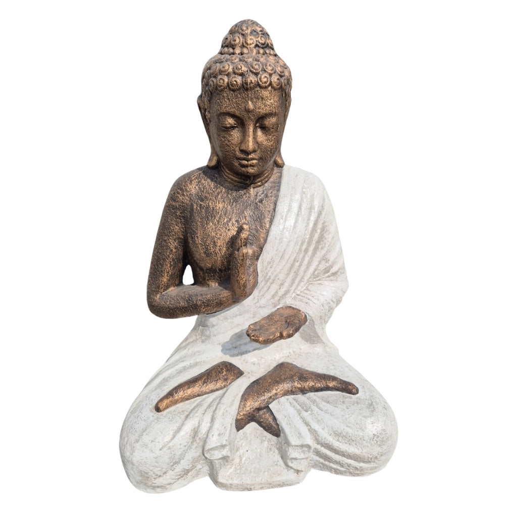 Dekorative Figur BUDDHA PROTECT 80cm weiss-gold Garten Indoor