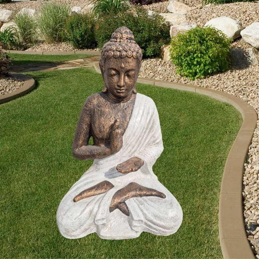 Dekorative Figur BUDDHA PROTECT 80cm weiss-gold Garten Indoor