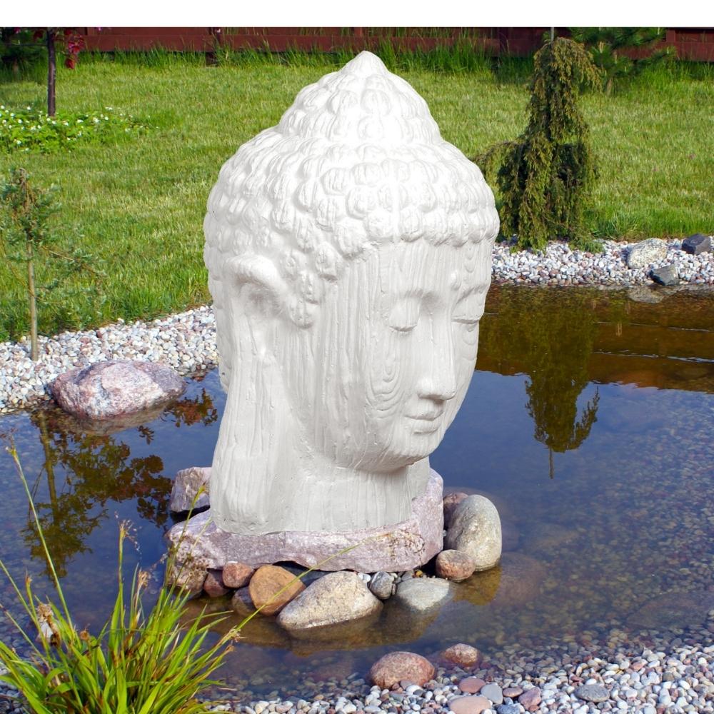 Dekorativer Buddha Kopf BESAR-M 60cm Weiss