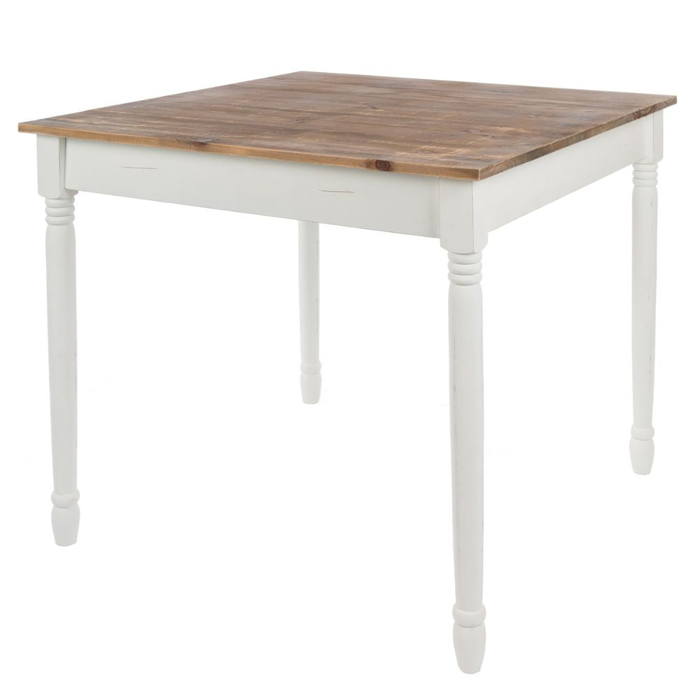Landhaus Esstisch COUNTRY 80x80cm weiss-braun Küchentisch