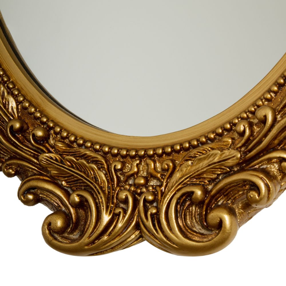 Ovaler Barock Spiegel MALAI gold 50x43cm Engel Vintagelook