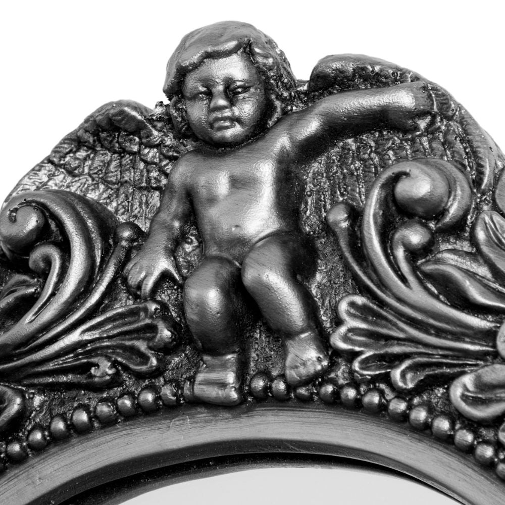 Ovaler Barock Spiegel MALAI silber 50x43cm Engel Vintagelook
