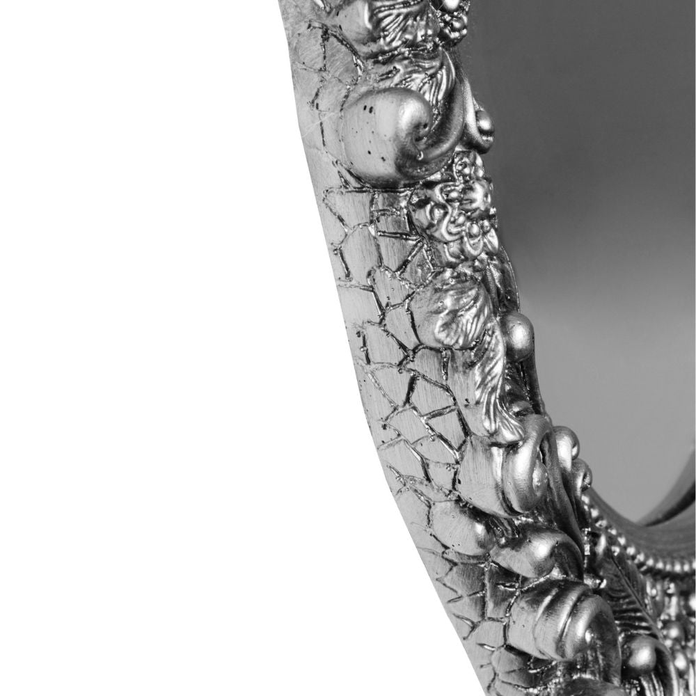 Ovaler Barock Spiegel MALAI silber 50x43cm Engel Vintagelook