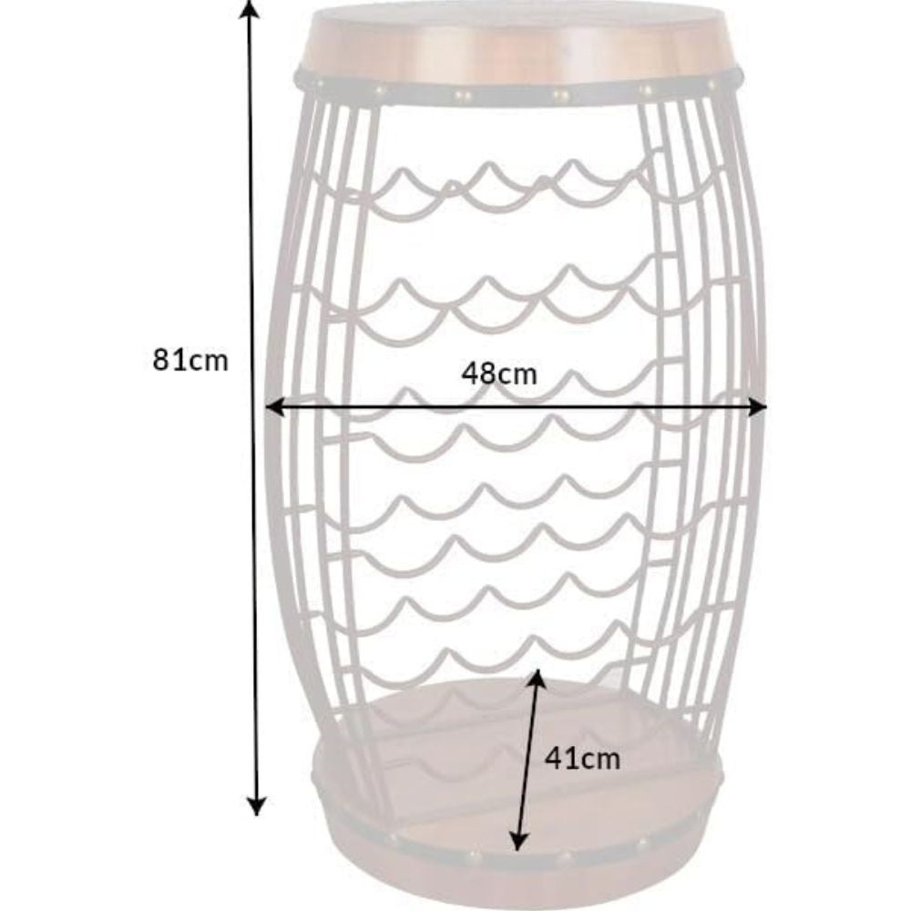 Weinfass Flaschenregal BOTELLA 80cm braun Pinienholz 23 Flaschen