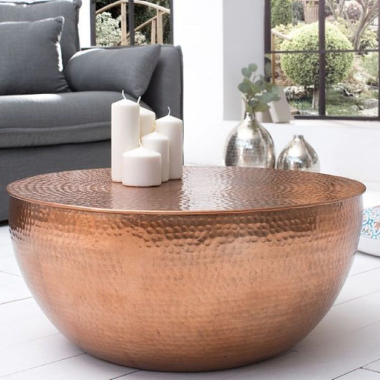 Couchtisch MARTELLO No.1 Aluminium ca.60cm kupfer Hammerschlag