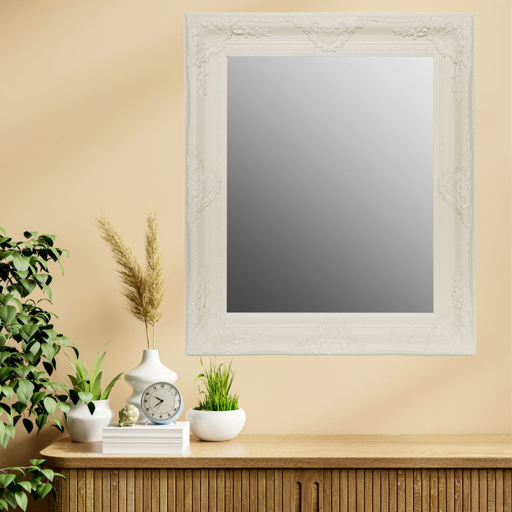 Barock Spiegel DORO antik-weiss 78x68cm Wandspiegel Holzrahmen