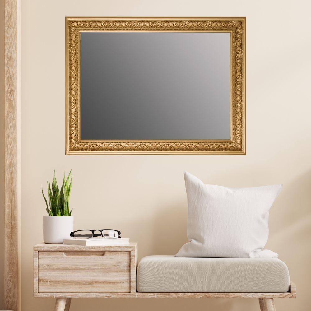 Traumhafter Spiegel FIORAL 82x62cm antik-gold Facette