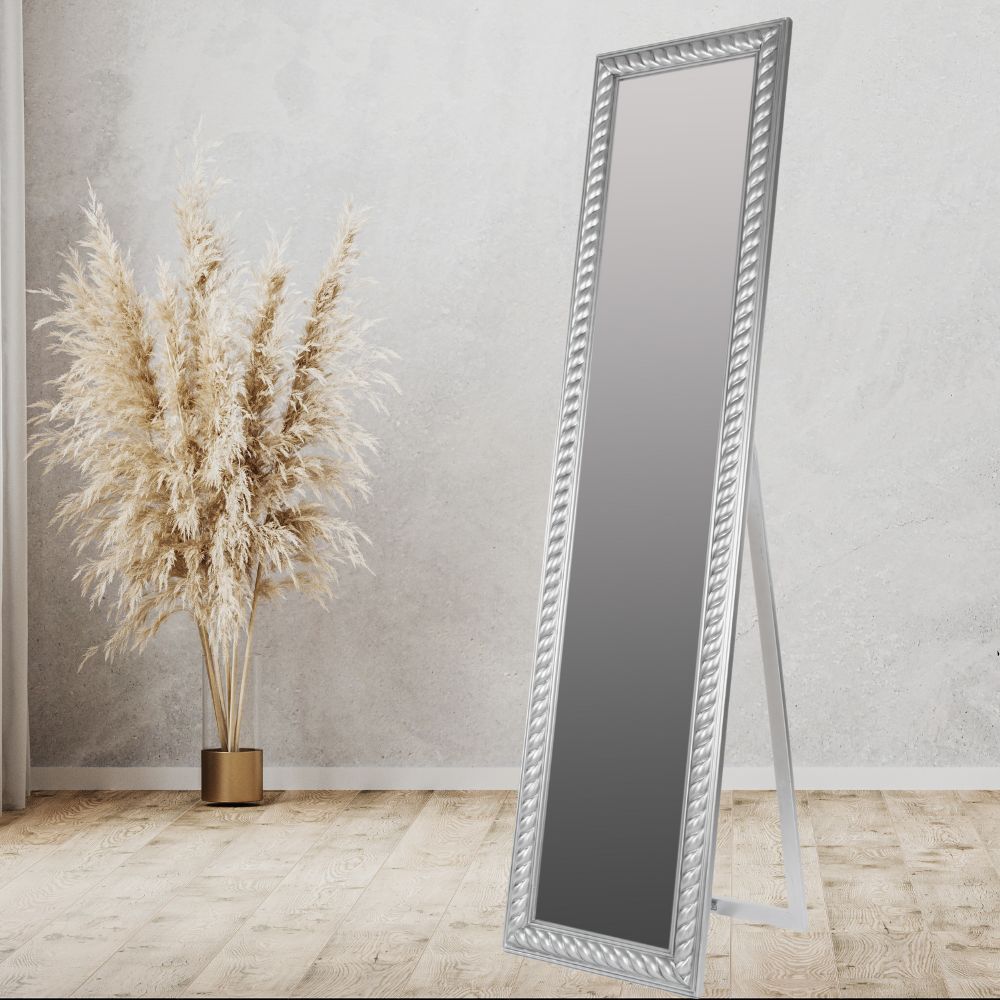 Traumhafter Standspiegel MIRA 180x45cm antik-silber Facette – LebensWohnArt