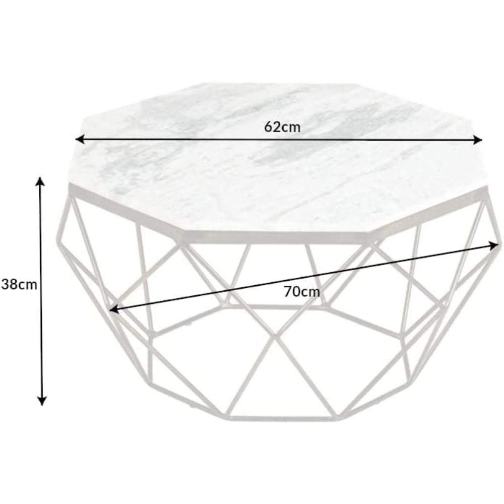 Exklusiver Couchtisch BIJOUX ca.70cm weiss Marmor