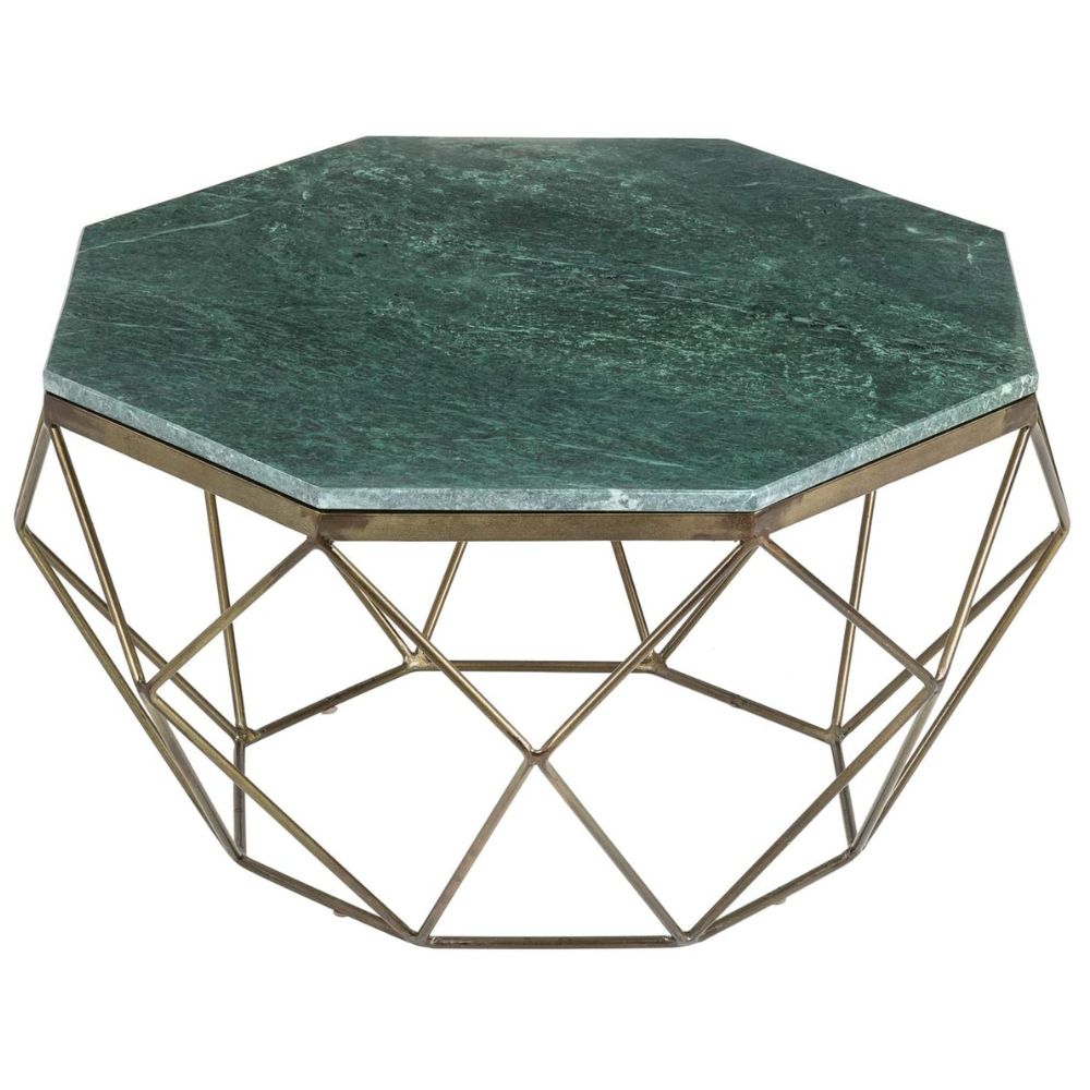 Exklusiver Couchtisch BIJOUX ca.70cm grün Marmor Metallgestell