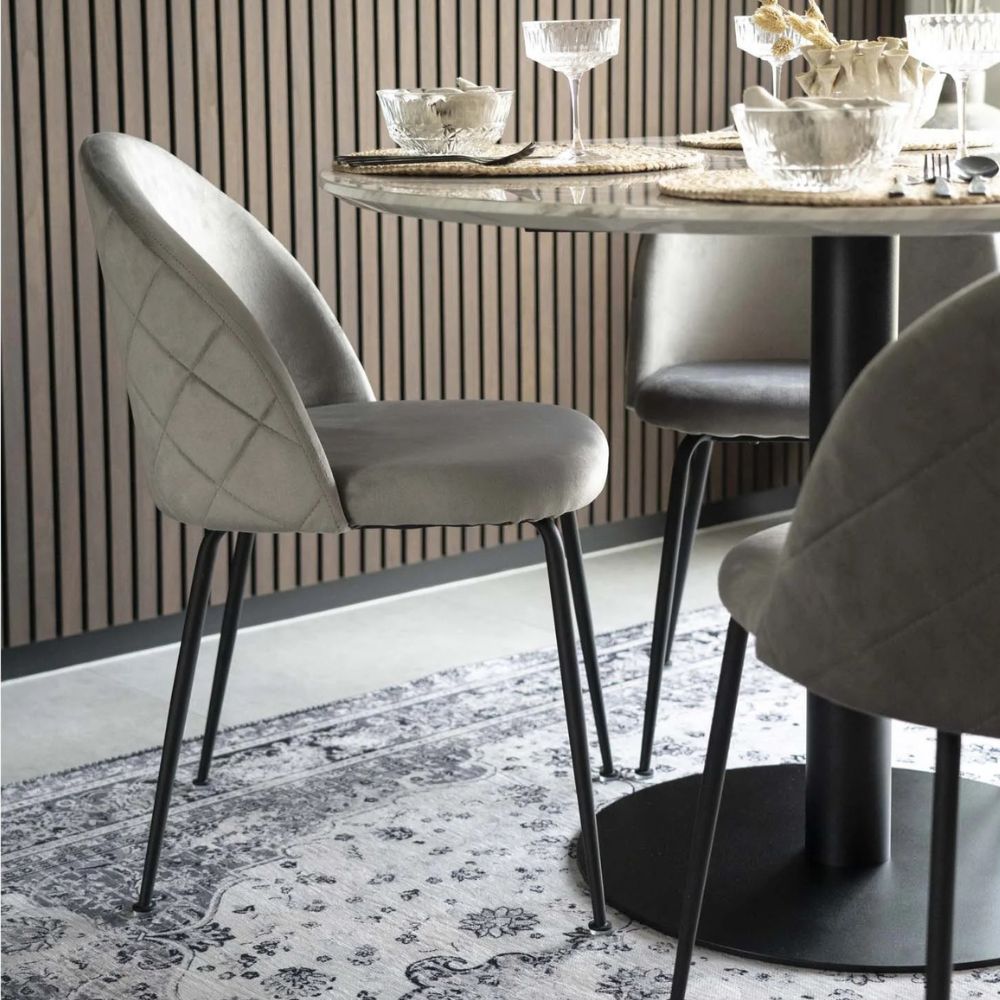 2er-Set - Eleganter Stuhl GENF grau Samt