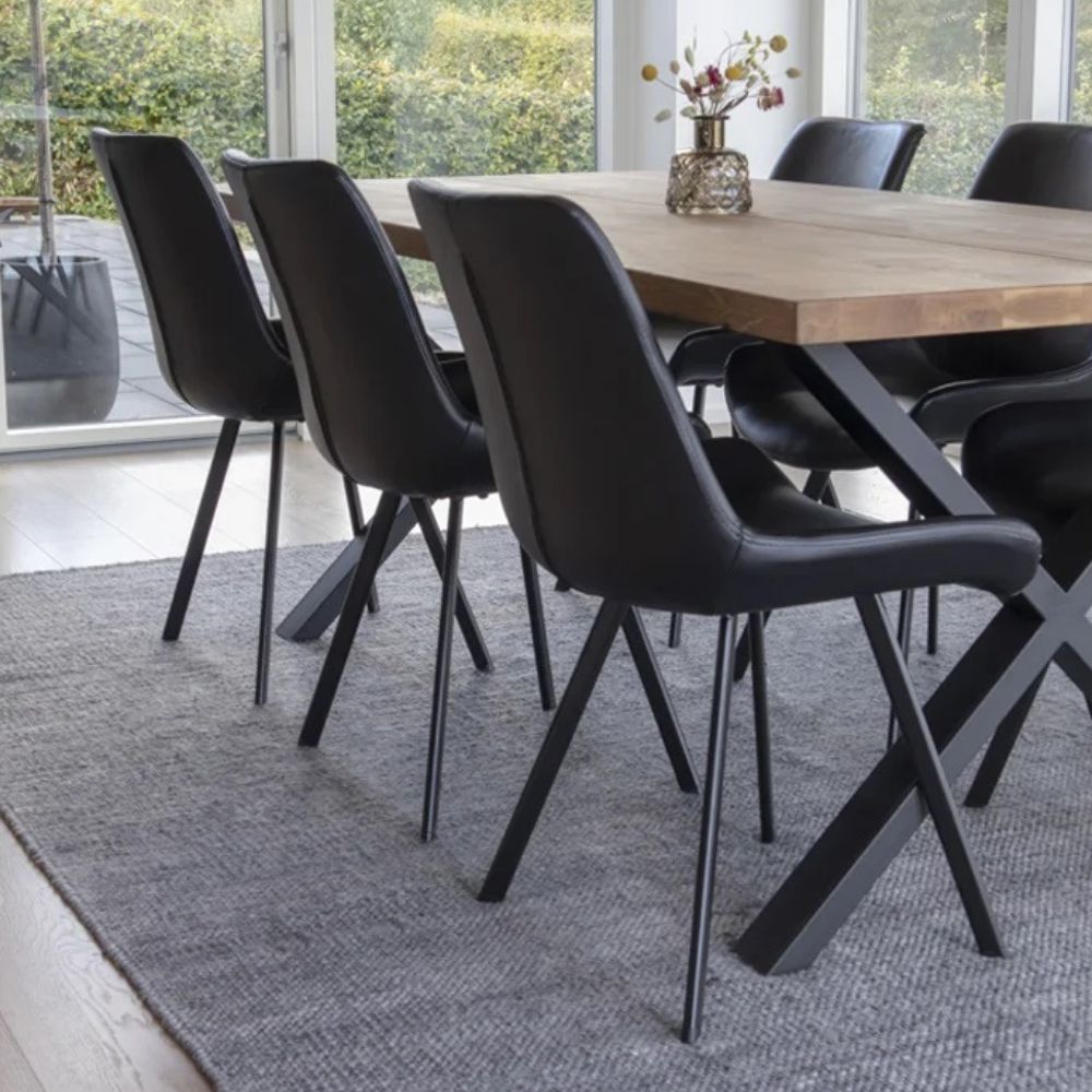 Retro-Design CHICAGO Stuhl (2er Set) schwarz mit schwarzen Beinen