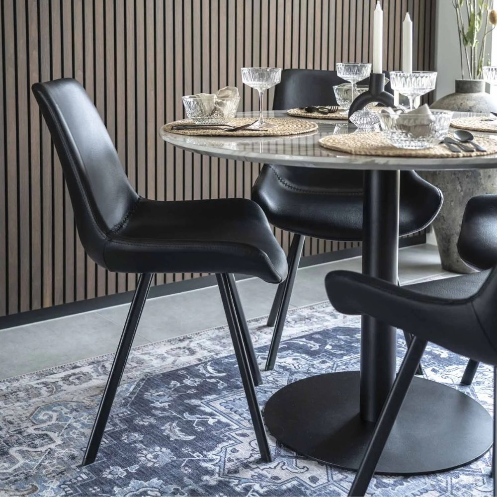 Retro-Design CHICAGO Stuhl (2er Set) schwarz mit schwarzen Beinen