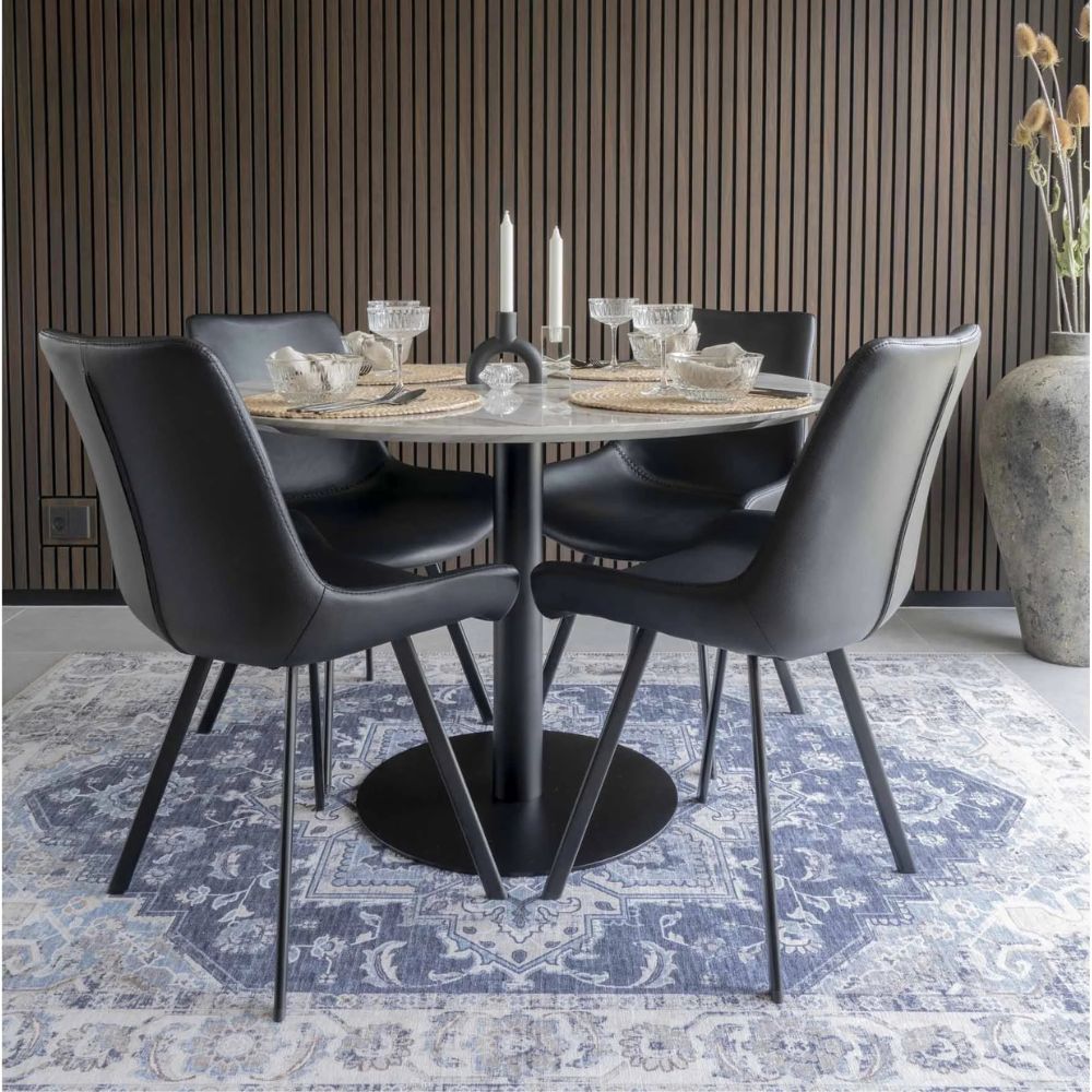 Retro-Design CHICAGO Stuhl (2er Set) schwarz mit schwarzen Beinen