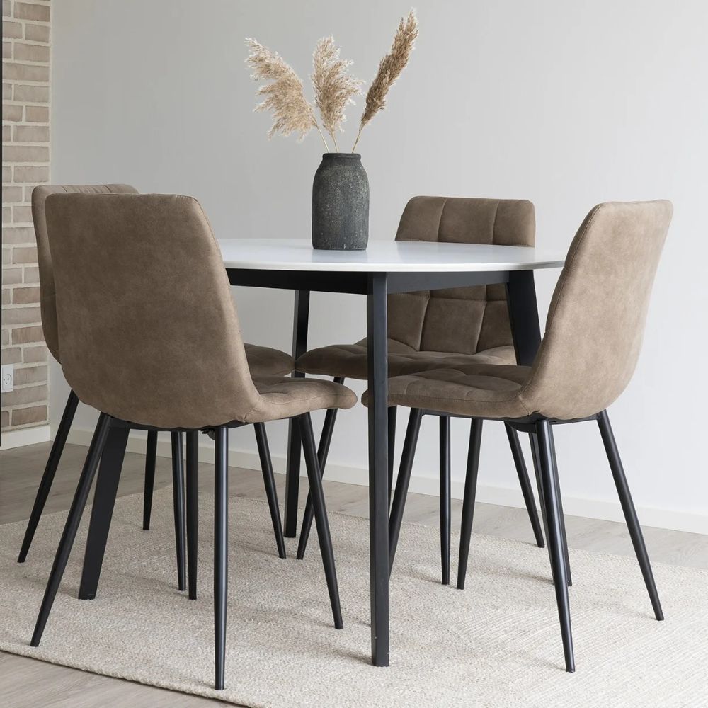 Modernes 2er Stuhl-Set LEIRIA light-braun Mikrofaser