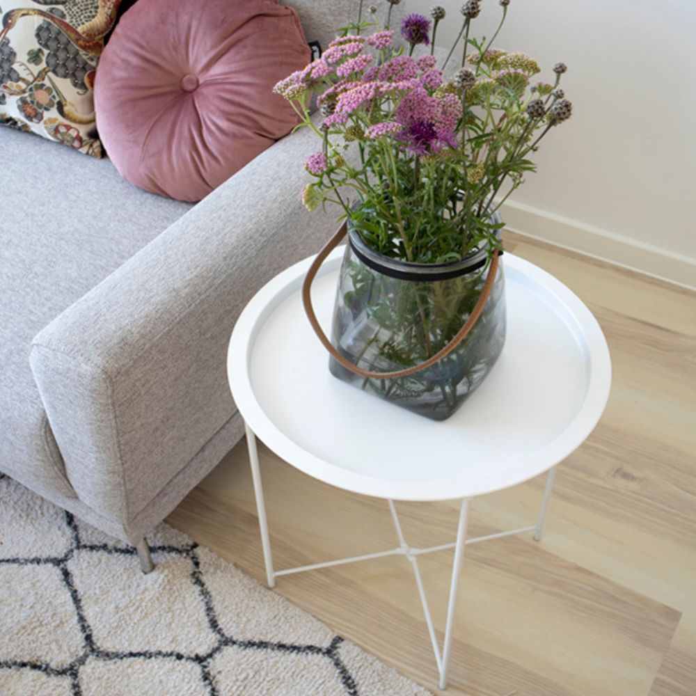 Design Beistelltisch BOSTON 48cm Tablett weiss Metall