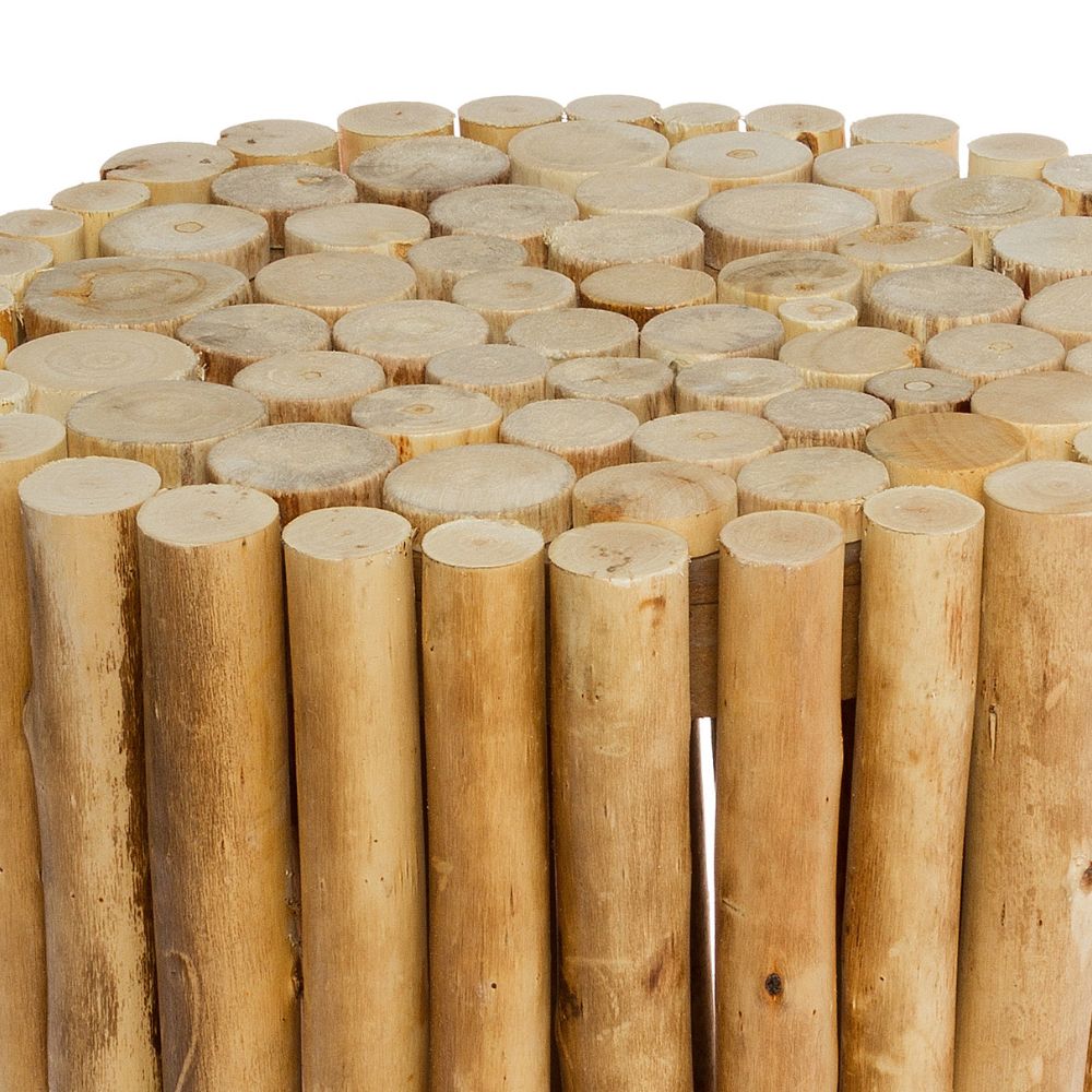 Natürlicher Holz Hocker NICA rund 30cm Beistelltisch natural Pinie