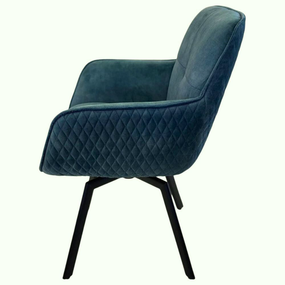 Exquisiter Drehstuhl 360° + Return-Funktion SPLENDID petrol Samt