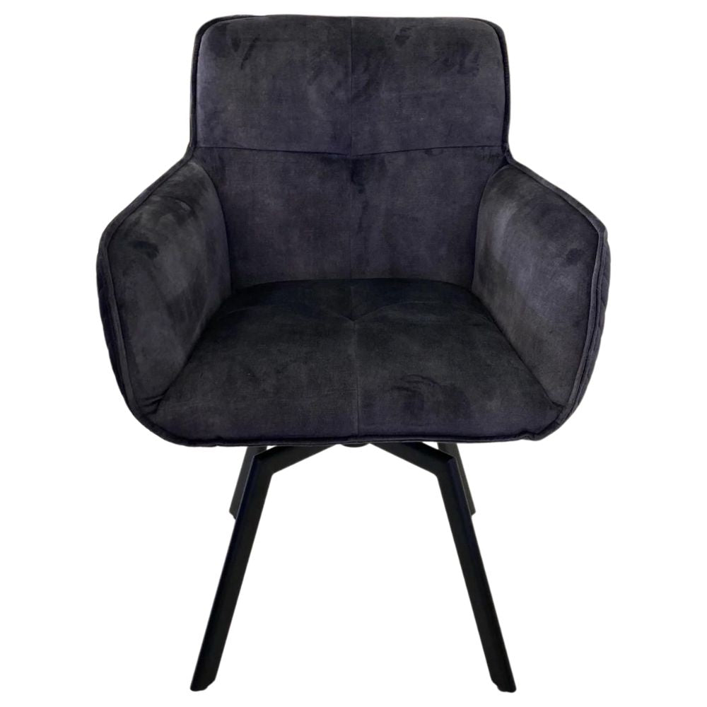 Exquisiter Drehstuhl 360° + Return-Funktion SPLENDID anthrazit Samt