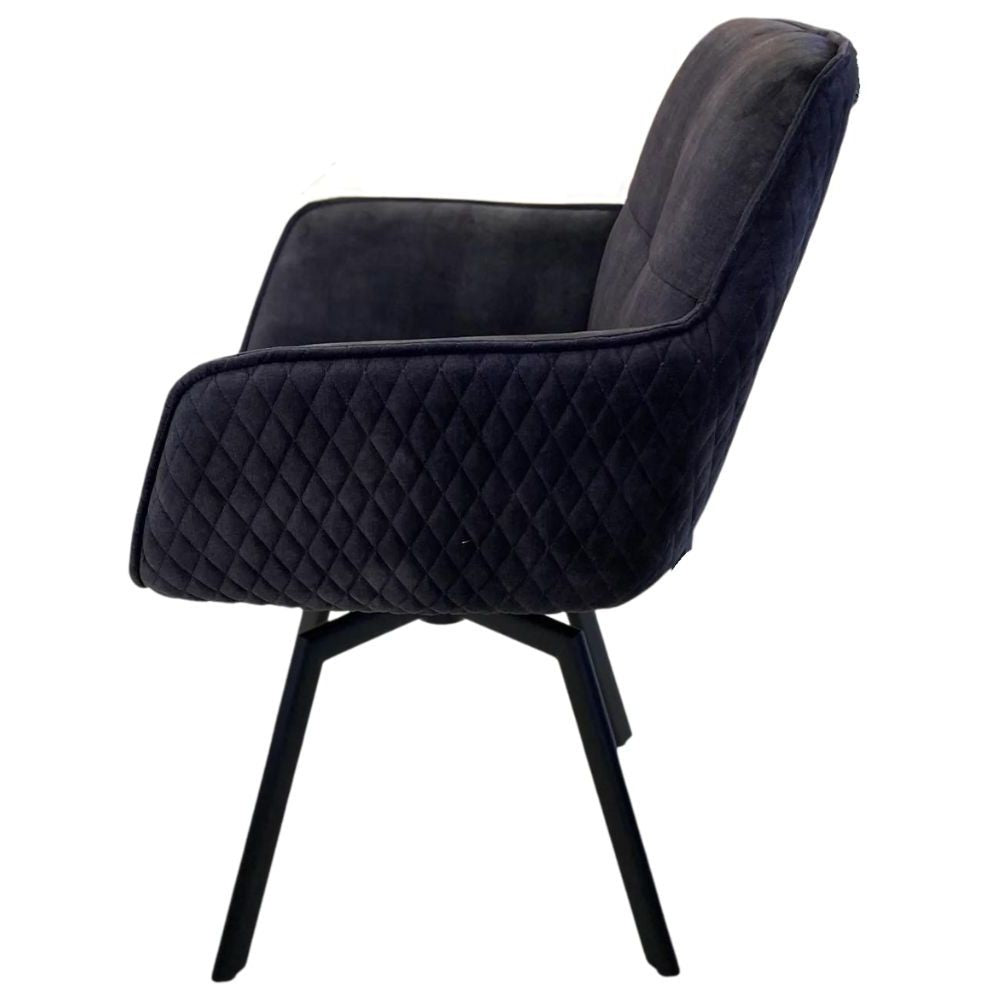 Exquisiter Drehstuhl 360° + Return-Funktion SPLENDID anthrazit Samt