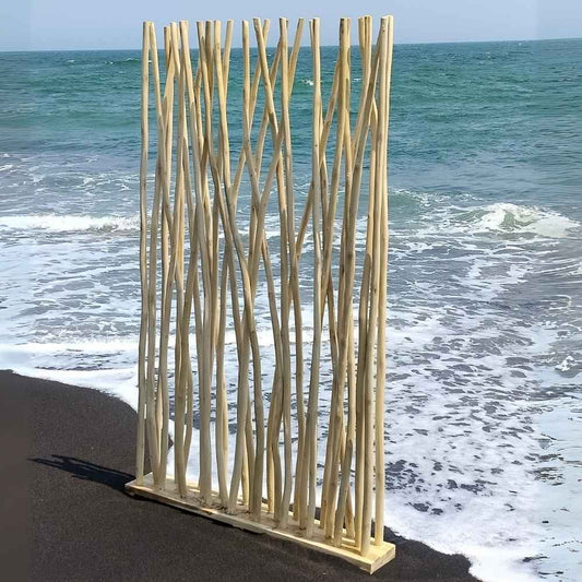 Teakholz Paravent TORONTO Natural ca. H180cm Raumteiler Äste