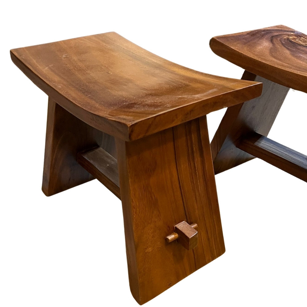 Massiver Suarholz-Hocker ZEN 50cm Dunkelbraun Handarbeit