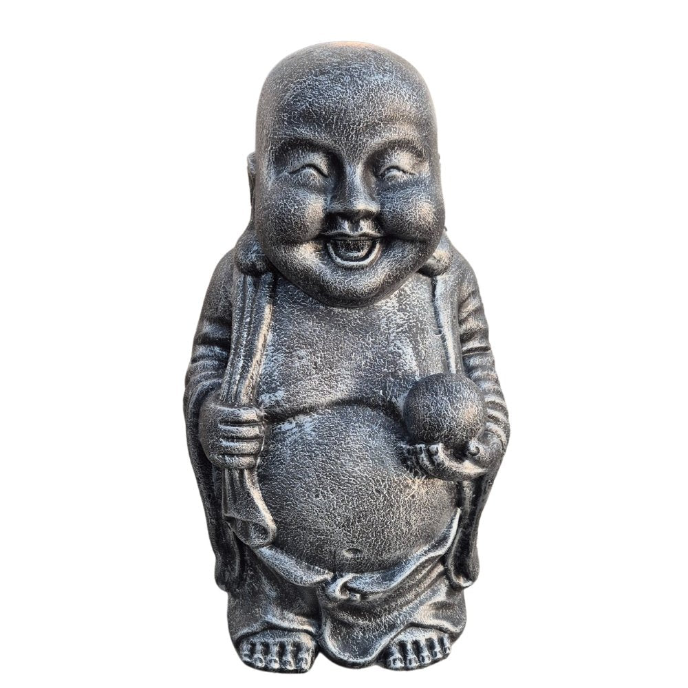 Dekorative Figur LUCKY BUDDHA 70cm anthrazit Garten Indoor