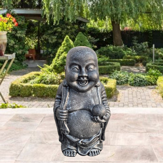 Dekorative Figur LUCKY BUDDHA 70cm anthrazit Garten Indoor
