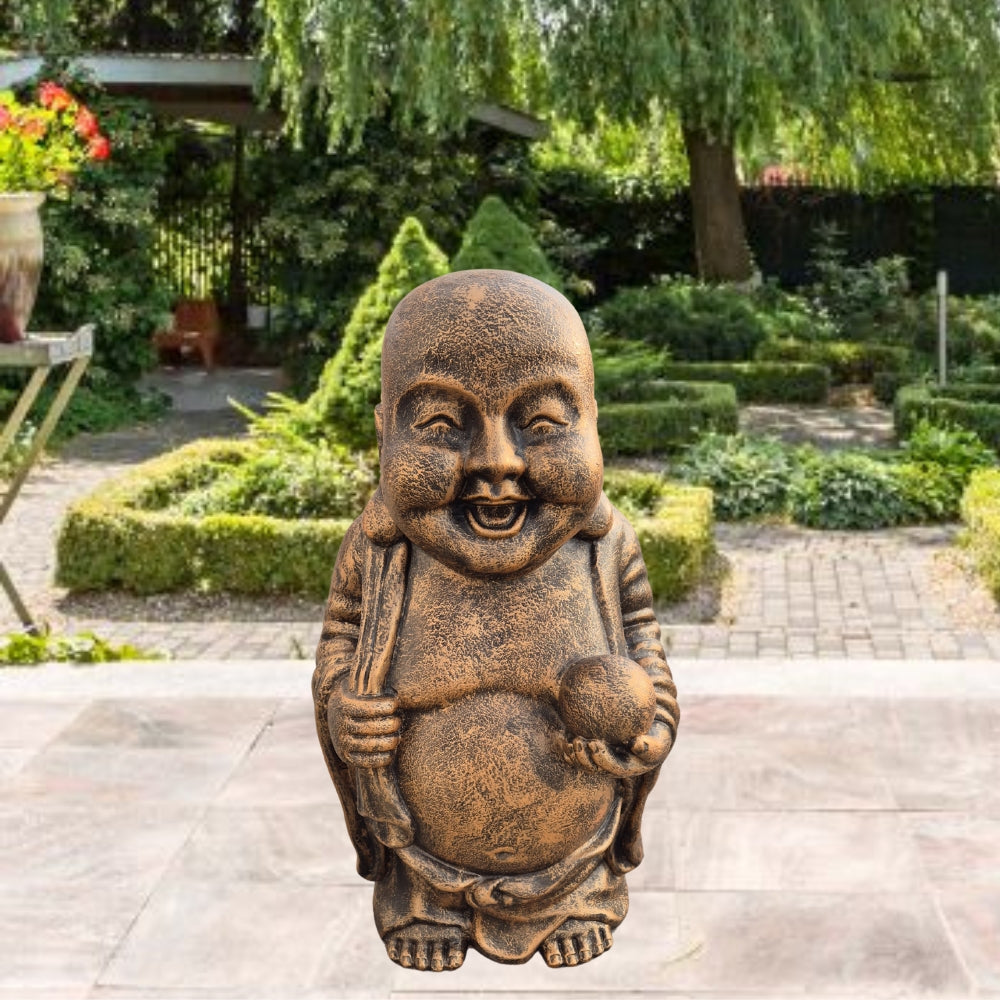 Dekorative Figur LUCKY BUDDHA 70cm antik-gold Garten Indoor