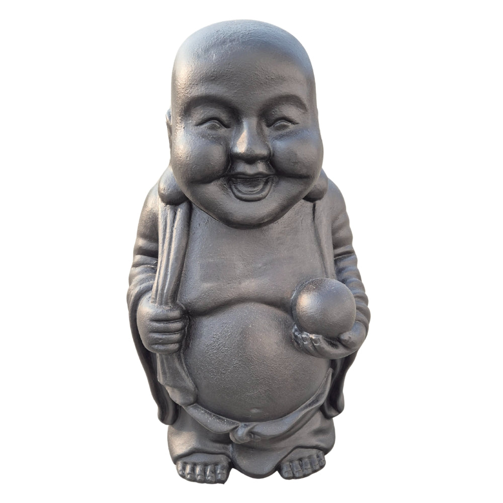 Dekorative Figur LUCKY BUDDHA 70cm antik-schwarz Garten Indoor