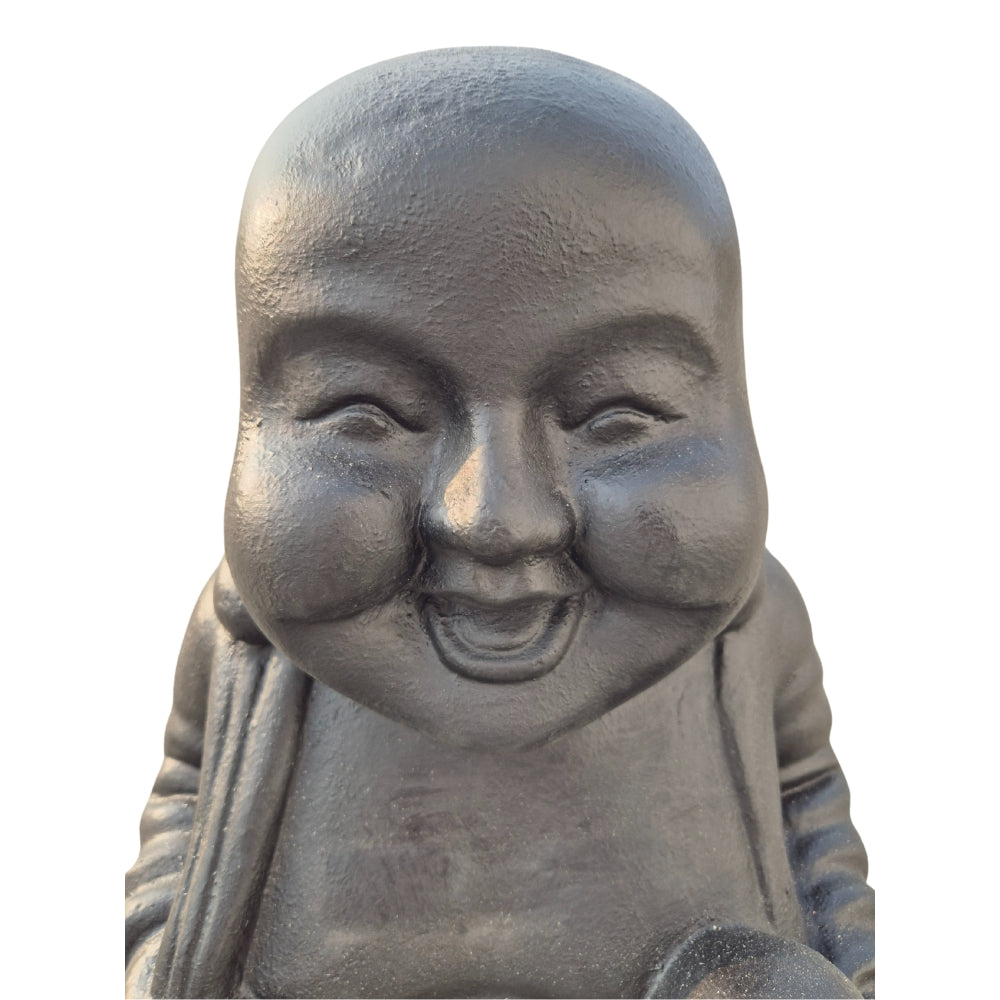 Dekorative Figur LUCKY BUDDHA 70cm antik-schwarz Garten Indoor