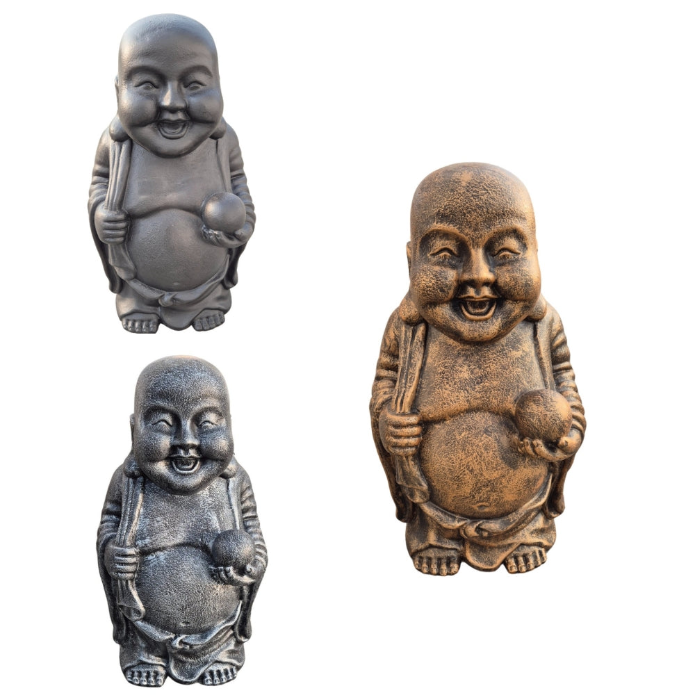 Dekorative Figur LUCKY BUDDHA 70cm antik-schwarz Garten Indoor